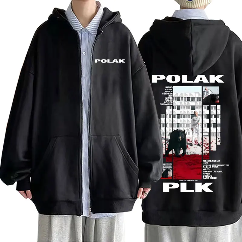 Mens Fashion Zip Up Hoodies - Moletom com zíper e estampa do