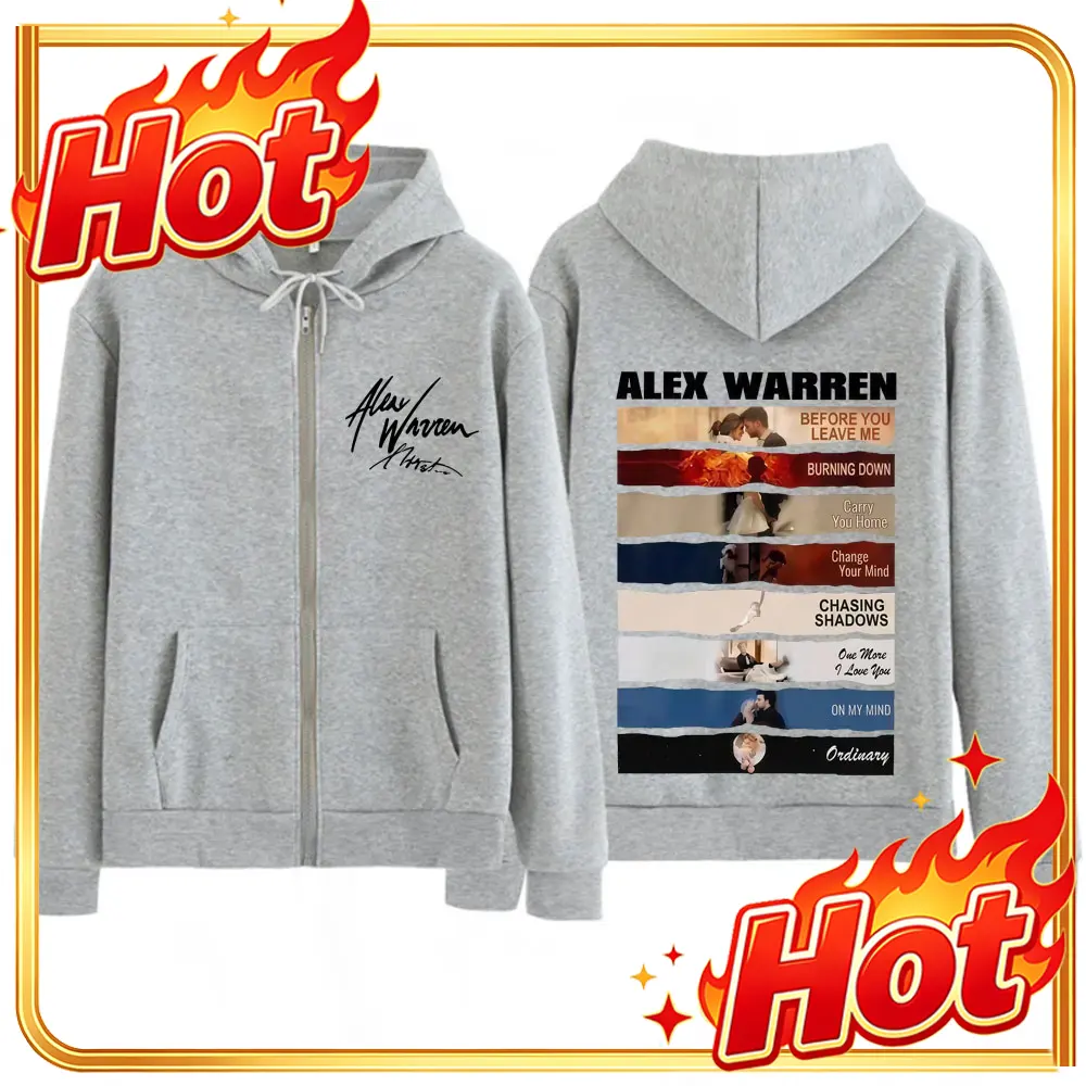 Mens Fashion Zip Up Hoodies - Moletom com zíper estampado da turnê