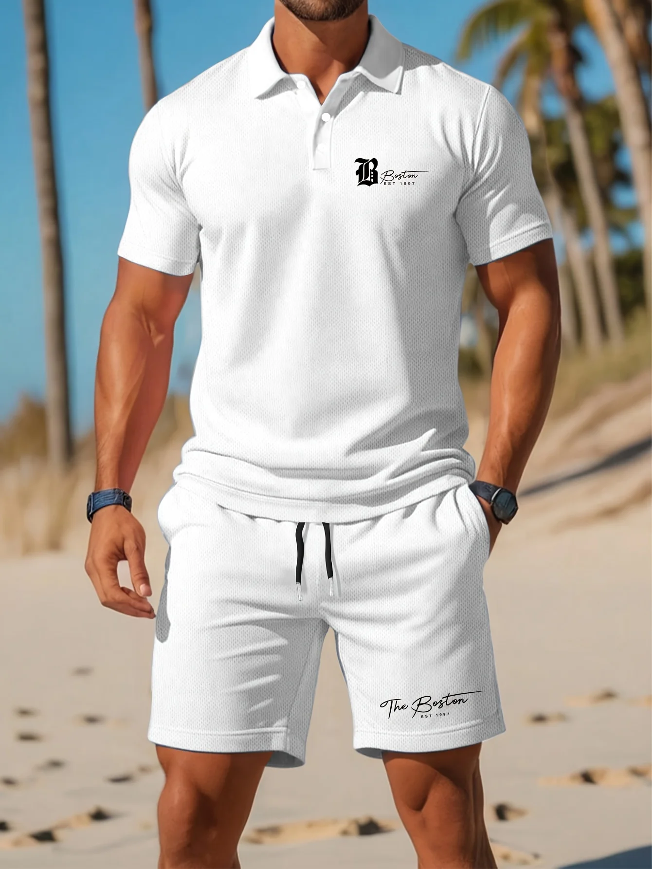Mens Fashion Clothes - Conjunto de Camisa Polo Masculina Nova