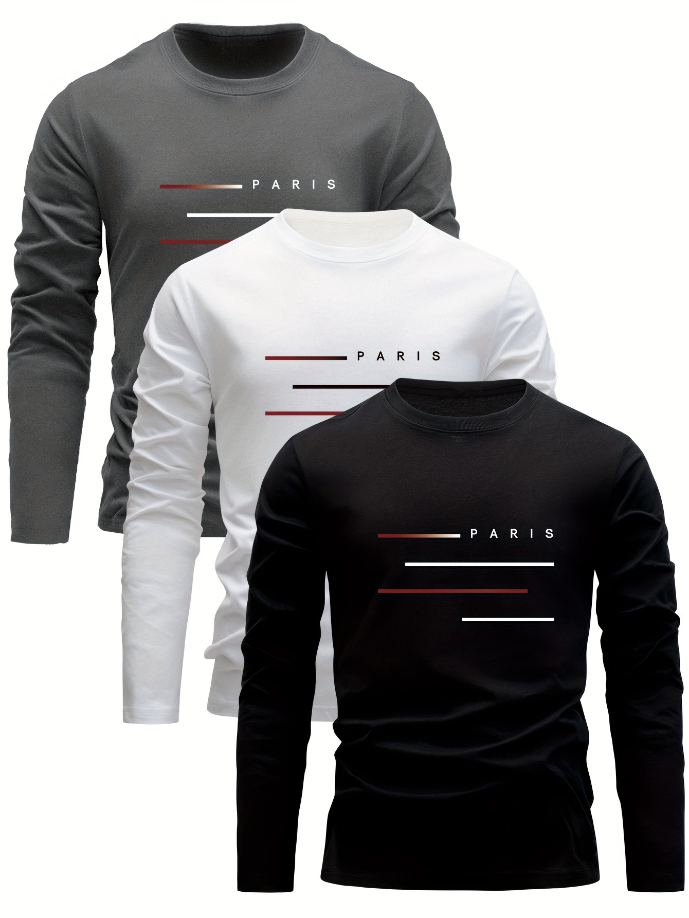 Mens Fashion Summer - Camiseta Masculina de Manga Longa 100%