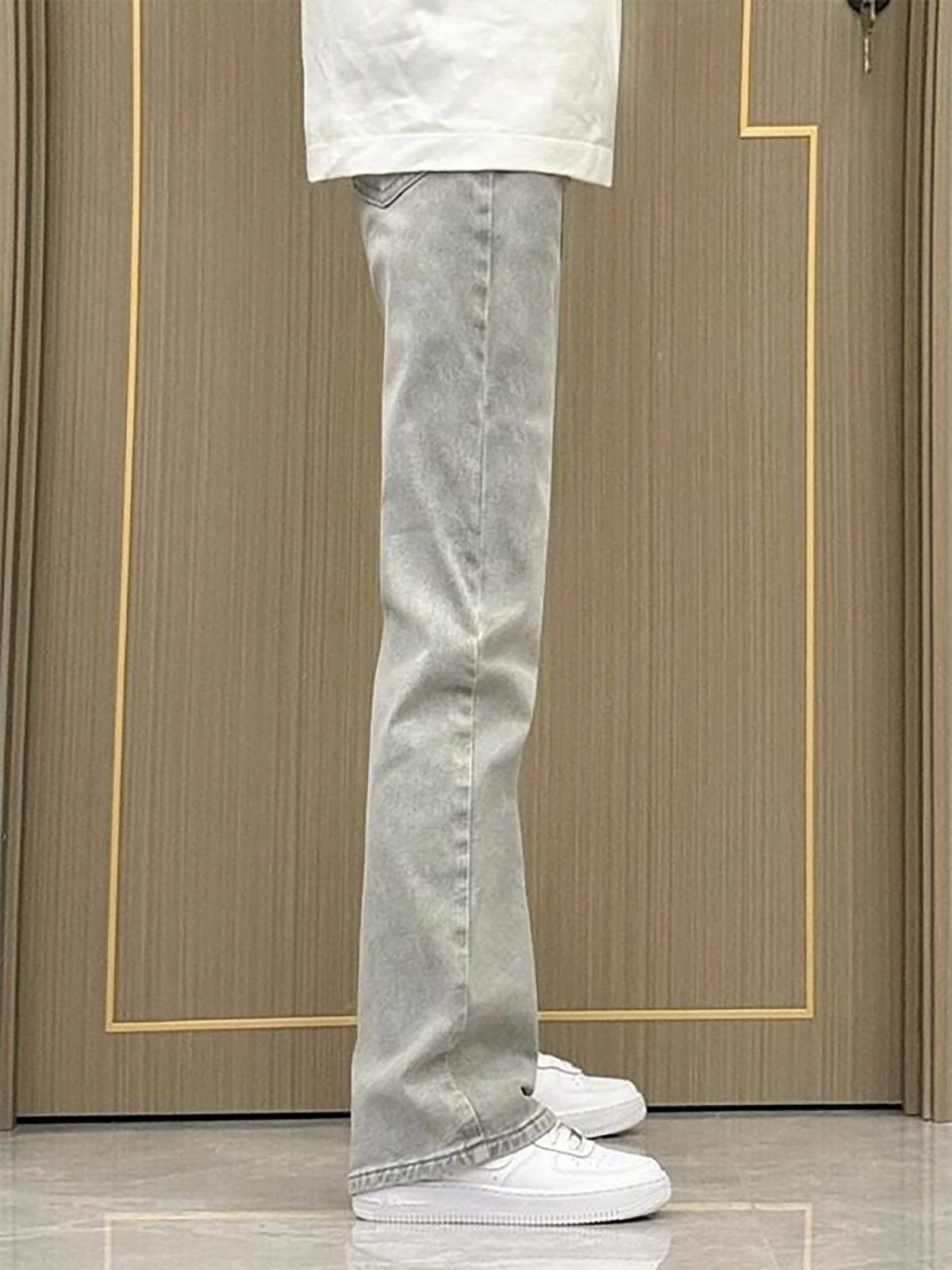 Calça Jeans Slim Fit Cinza Fum - Men'S Fashion Grey Jeans avaliação e preço
