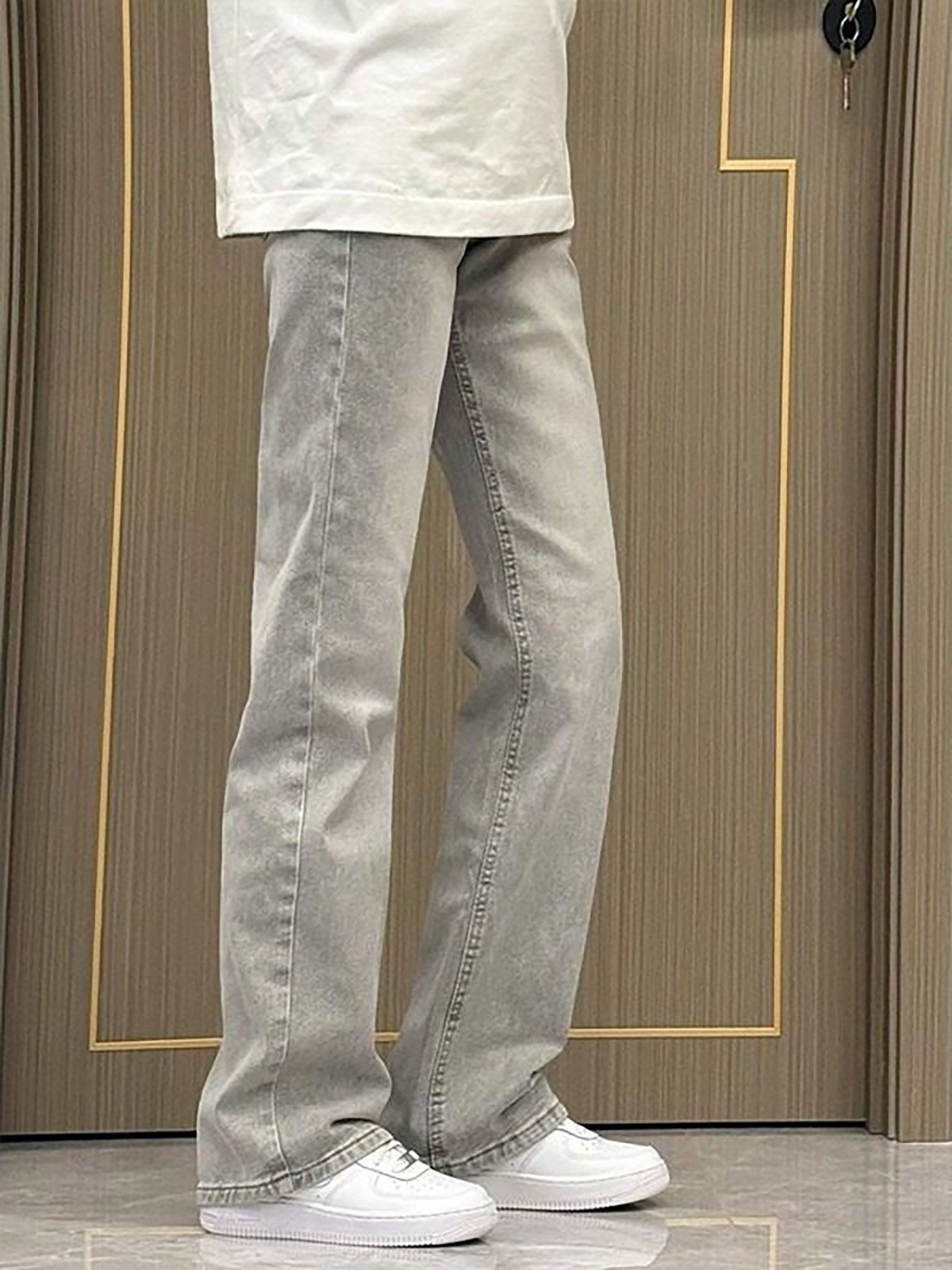 Calça Jeans Slim Fit Cinza Fum - Men'S Fashion Grey Jeans avaliação e preço
