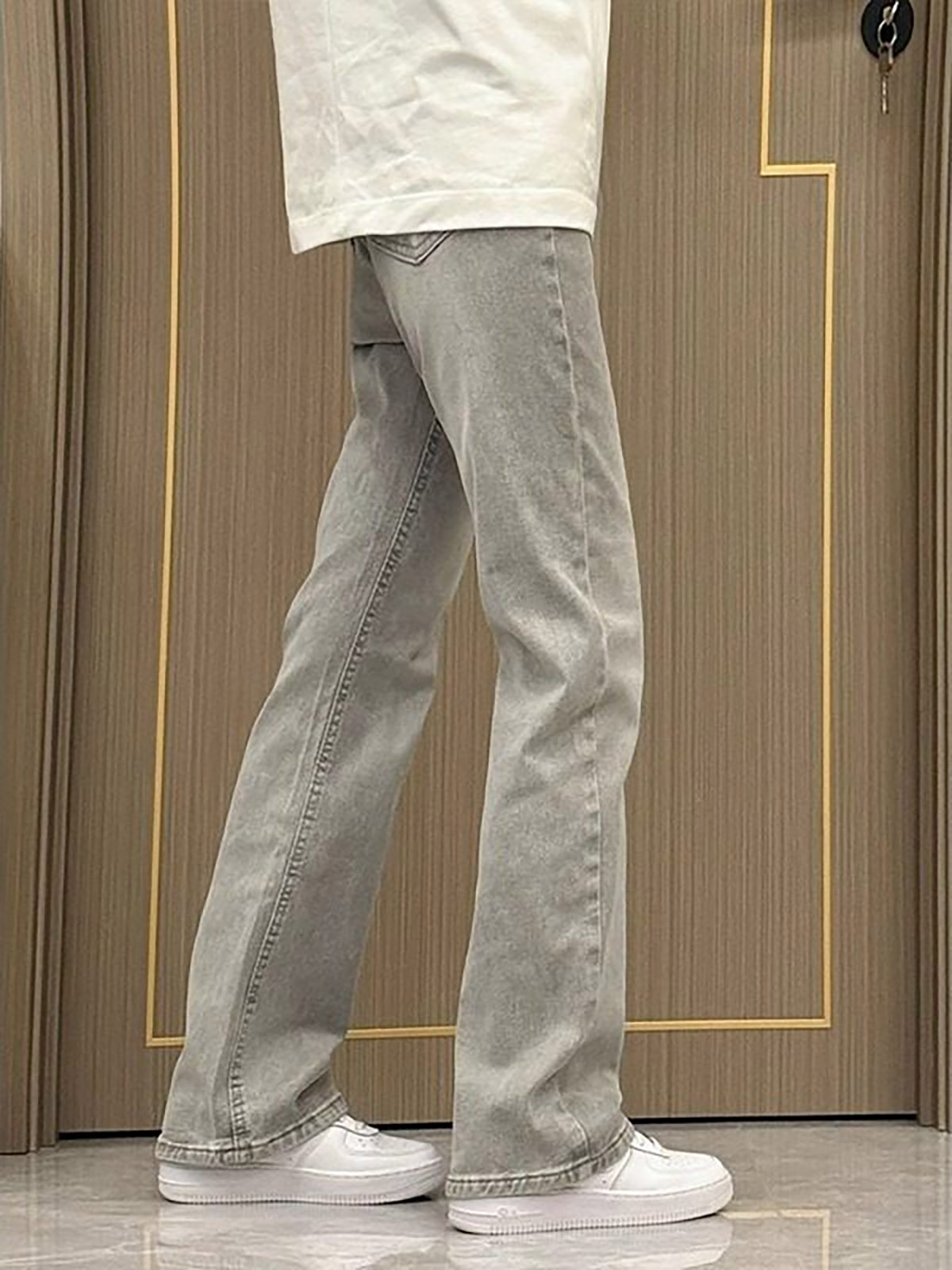 Calça Jeans Slim Fit Cinza Fum - Men'S Fashion Grey Jeans avaliação e preço