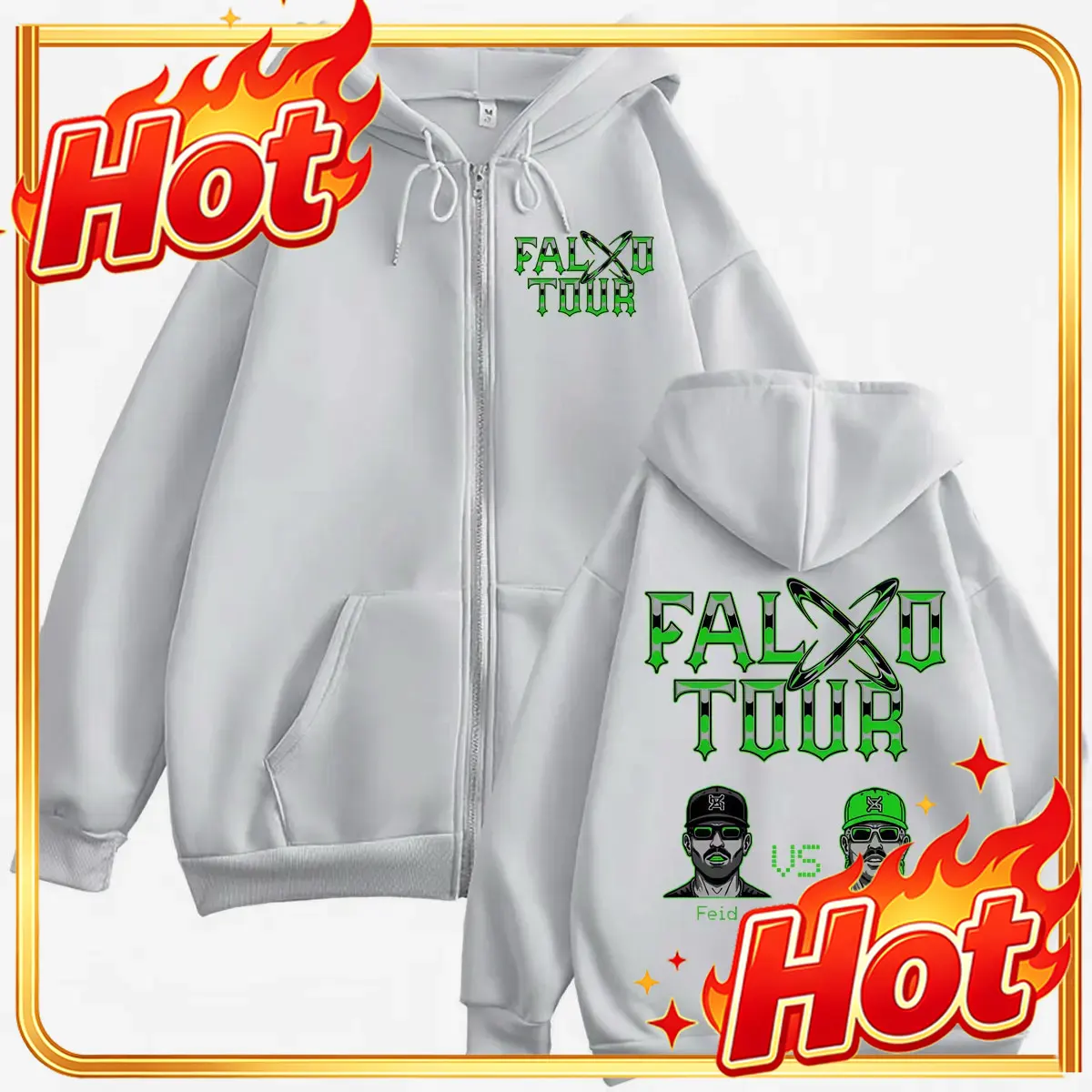 Feid Vs Ferxxo Falxxo Tour 202 - Mens Fashion Zip Up Hoodies avaliação e preço