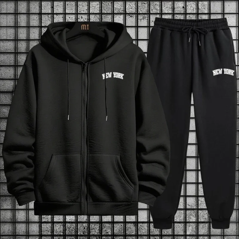 Conjunto de Moletom Masculino  - Mens Fashion Zip Up Hoodies avaliação e preço